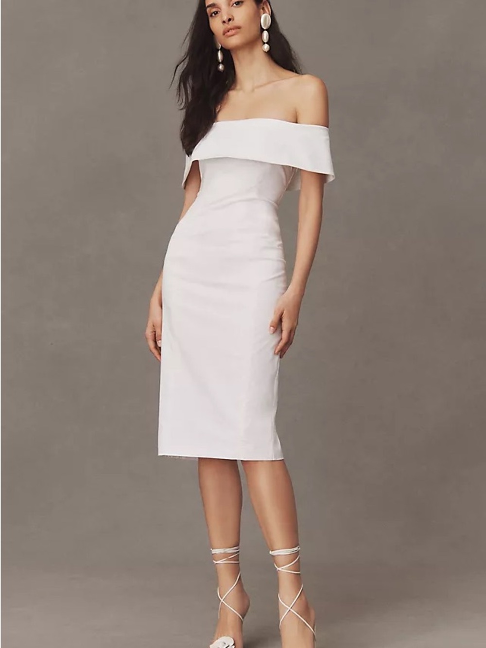 BHLDN Anthro White One-Shoulder Dress